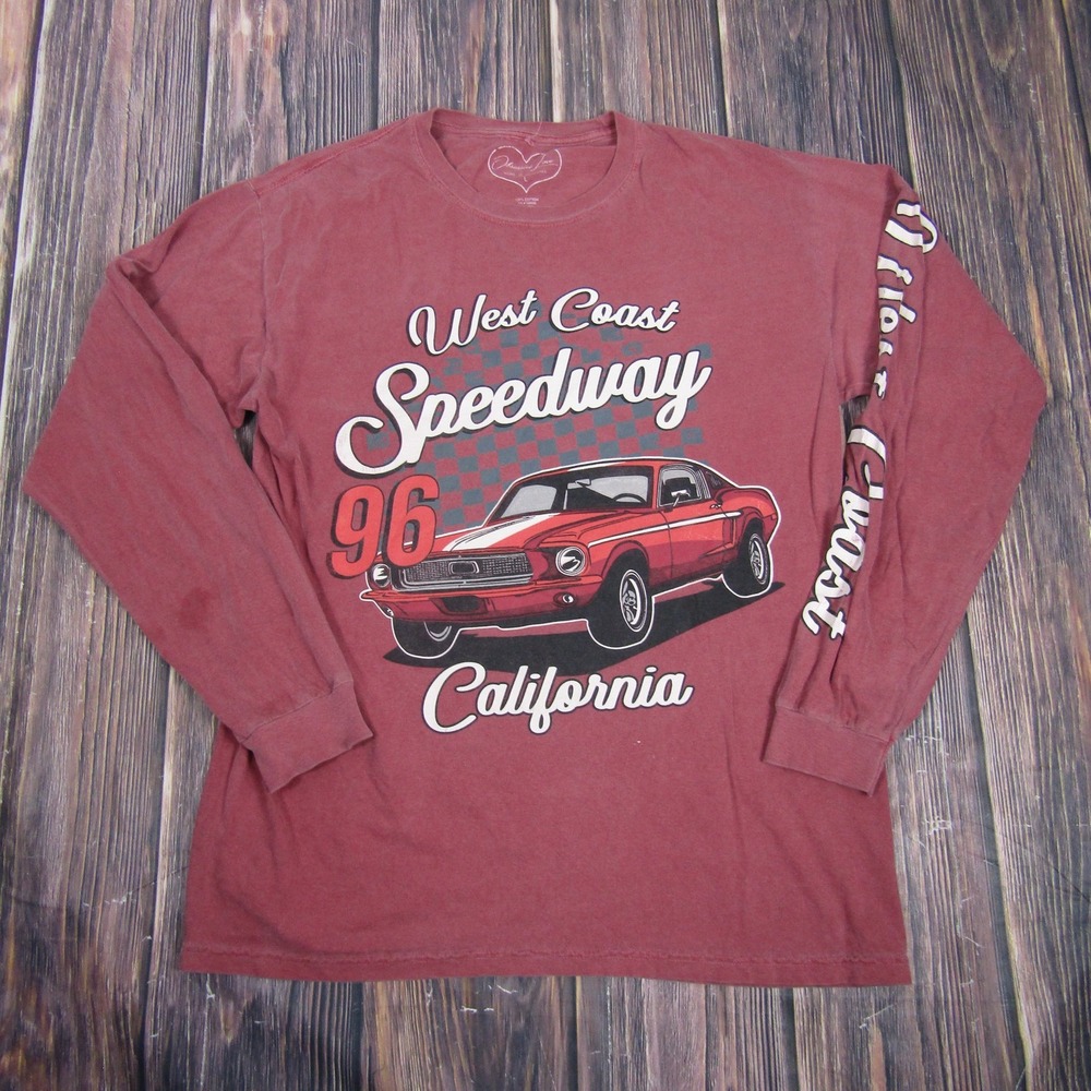 Obsessive Love Speedway Shirt Mens Large Red West Coast Car Graphic California